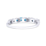 Half Eternity Ring Wedding Engagement Band Round Lab Created Opal 925 Sterling Silver