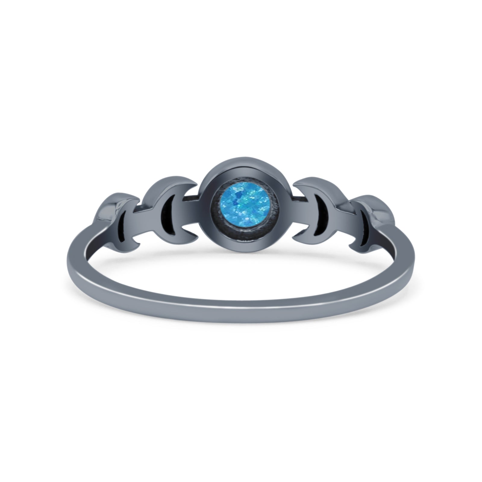 Moon Phases Oxidized Thumb Ring Statement Fashion Ring Lab Created Opal 925 Sterling Silver