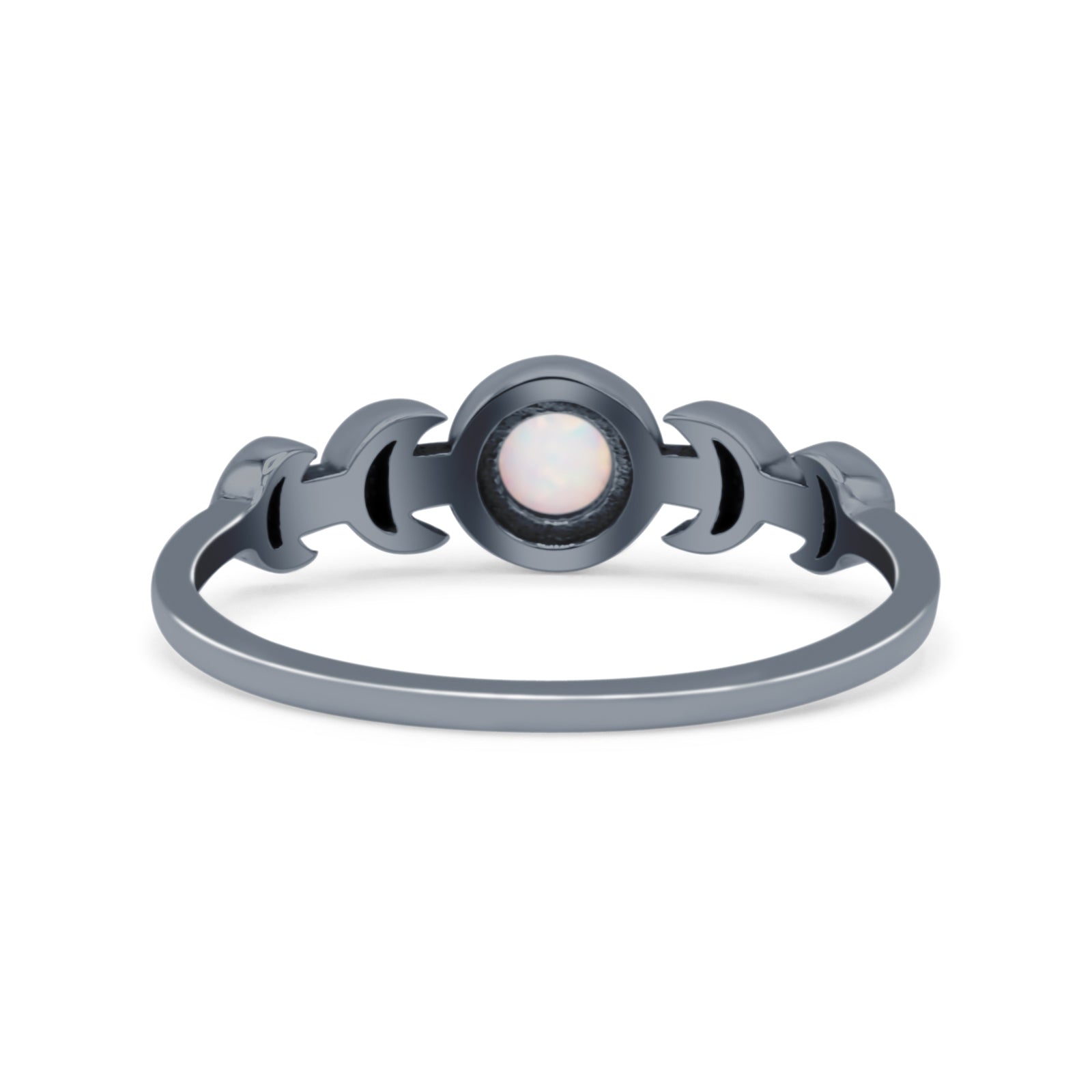 Moon Phases Oxidized Thumb Ring Statement Fashion Ring Lab Created Opal 925 Sterling Silver
