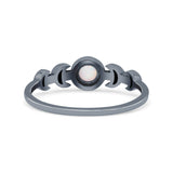 Moon Phases Oxidized Thumb Ring Statement Fashion Ring Lab Created Opal 925 Sterling Silver
