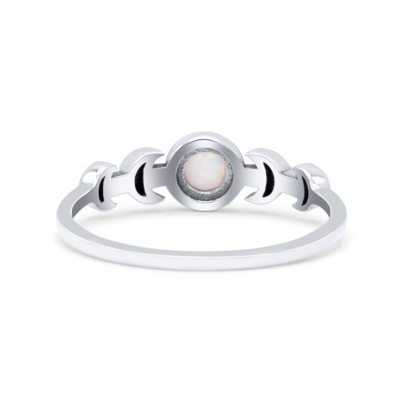 Moon Phases Oxidized Thumb Ring Statement Fashion Ring Lab Created Opal 925 Sterling Silver