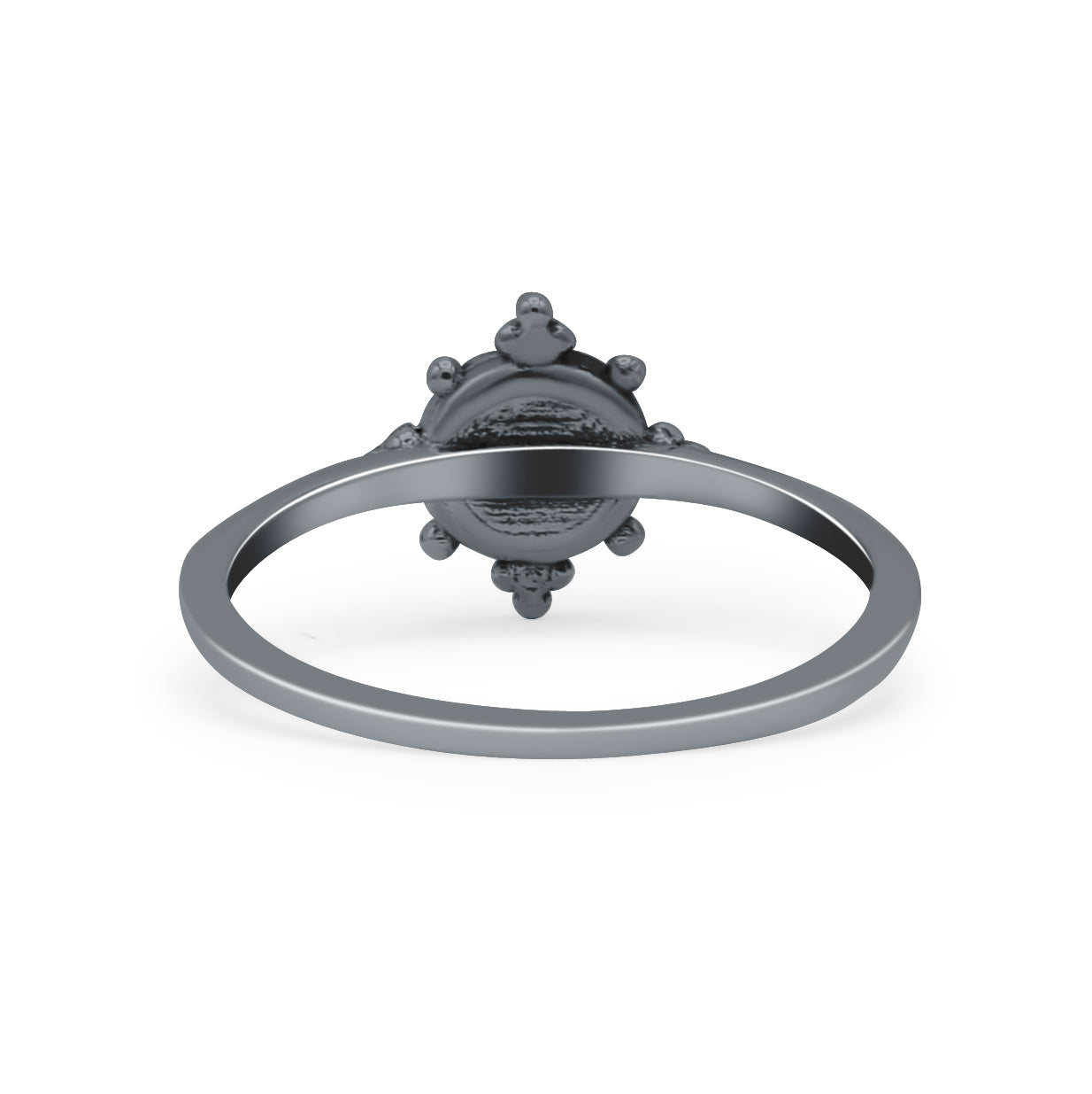 Art Deco Bridal Wedding Engagement Ring Round Lab Created White Opal 925 Sterling Silver