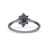 Art Deco Bridal Wedding Engagement Ring Round Lab Created White Opal 925 Sterling Silver