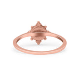 Art Deco Bridal Wedding Engagement Ring Round Lab Created White Opal 925 Sterling Silver