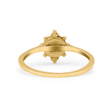 Art Deco Bridal Wedding Engagement Ring Round Lab Created White Opal 925 Sterling Silver