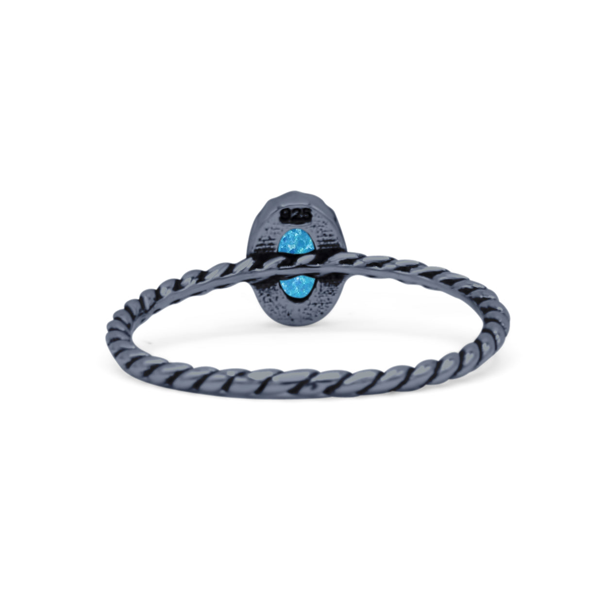 Rope Petite Dainty Lab Created Opal Oval Ring Solid 925 Sterling Silver