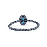Rope Petite Dainty Lab Created Opal Oval Ring Solid 925 Sterling Silver
