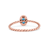 Rope Petite Dainty Lab Created Opal Oval Ring Solid 925 Sterling Silver