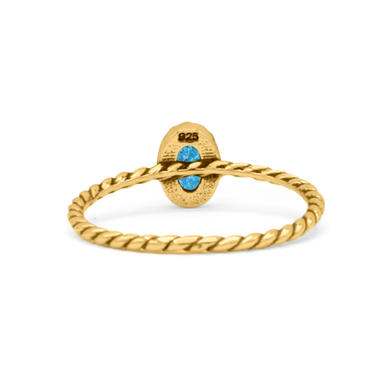 Rope Petite Dainty Lab Created Opal Oval Ring Solid 925 Sterling Silver