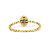 Rope Petite Dainty Lab Created Opal Oval Ring Solid 925 Sterling Silver