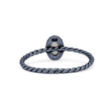 Rope Petite Dainty Lab Created Opal Oval Ring Solid 925 Sterling Silver