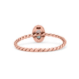 Rope Petite Dainty Lab Created Opal Oval Ring Solid 925 Sterling Silver
