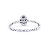 Rope Petite Dainty Lab Created Opal Oval Ring Solid 925 Sterling Silver