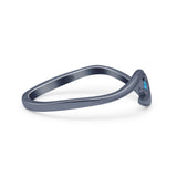 Wave & Star Wedding Engagement Ring Lab Created Opal 925 Sterling Silver