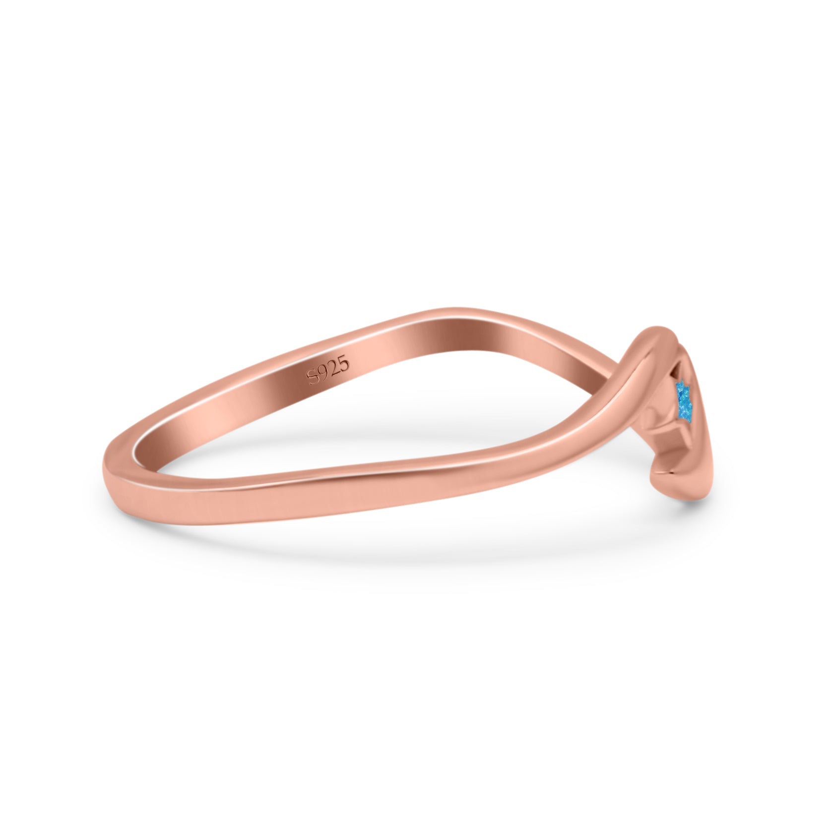 Wave & Star Wedding Engagement Ring Lab Created Opal 925 Sterling Silver