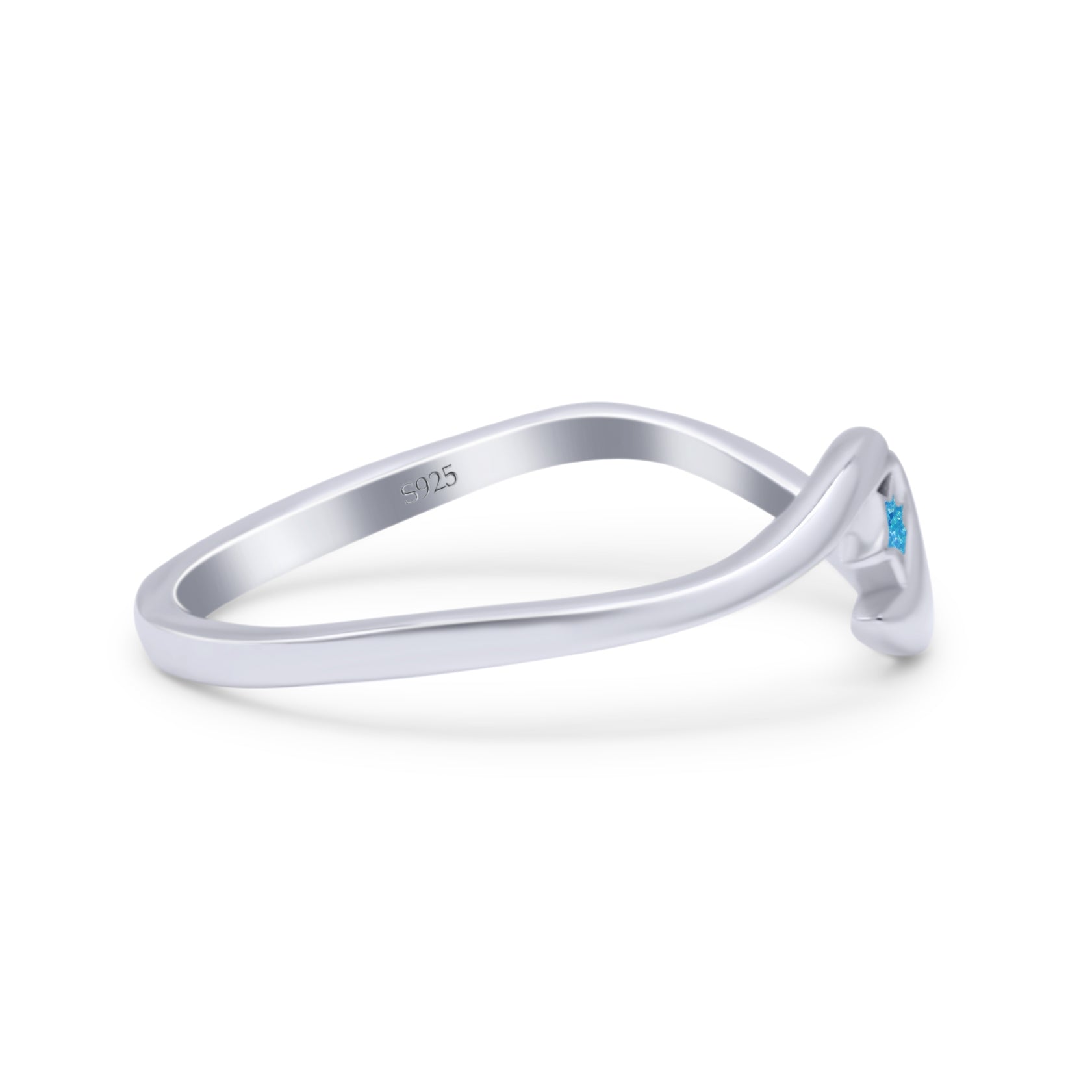 Wave & Star Wedding Engagement Ring Lab Created Opal 925 Sterling Silver