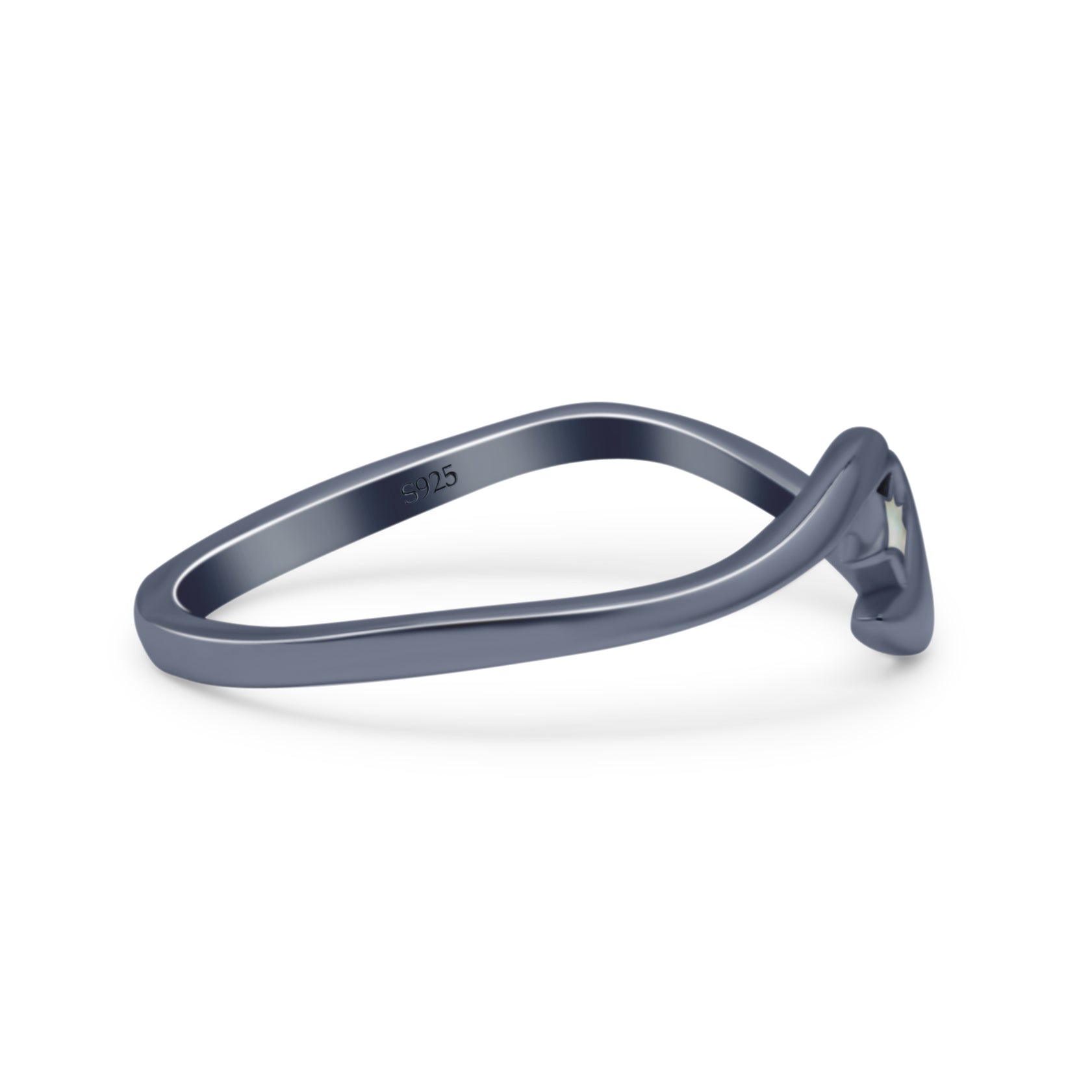 Wave & Star Wedding Engagement Ring Lab Created Opal 925 Sterling Silver