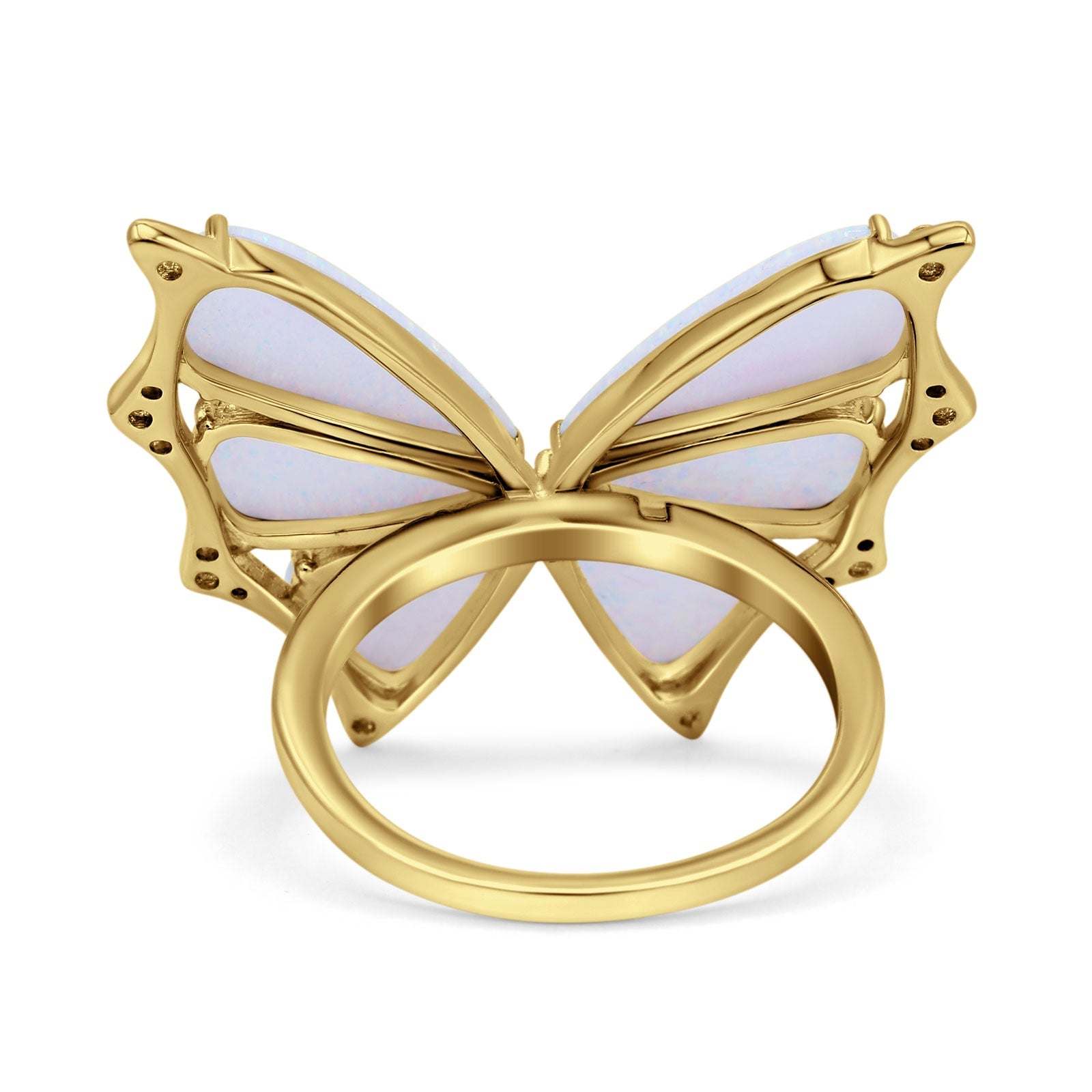Butterfly Petite Dainty Thumb Ring Lab Created Opal Statement Fashion Ring 925 Sterling Silver
