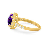 Art Deco Cushion Cut Engagement Ring Simulated Cubic Zirconia 925 Sterling Silver