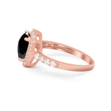 Art Deco Cushion Cut Engagement Ring Simulated Cubic Zirconia 925 Sterling Silver