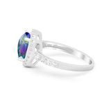 Art Deco Cushion Cut Engagement Ring Simulated Cubic Zirconia 925 Sterling Silver