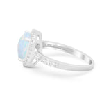 Art Deco Cushion Cut Engagement Ring Simulated Cubic Zirconia 925 Sterling Silver