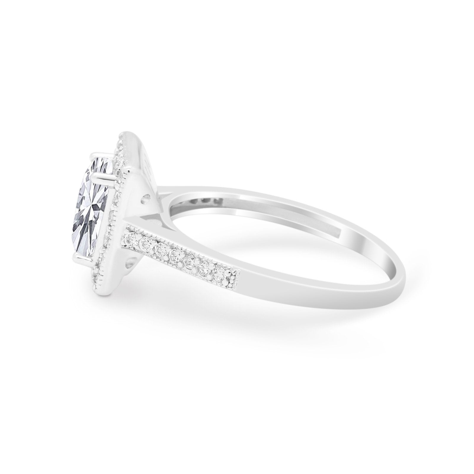 Vintage Style Emerald Cut Engagement Ring 925 Sterling Silver Simulated Cubic Zirconia