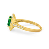 Vintage Style Emerald Cut Engagement Ring 925 Sterling Silver Simulated Cubic Zirconia
