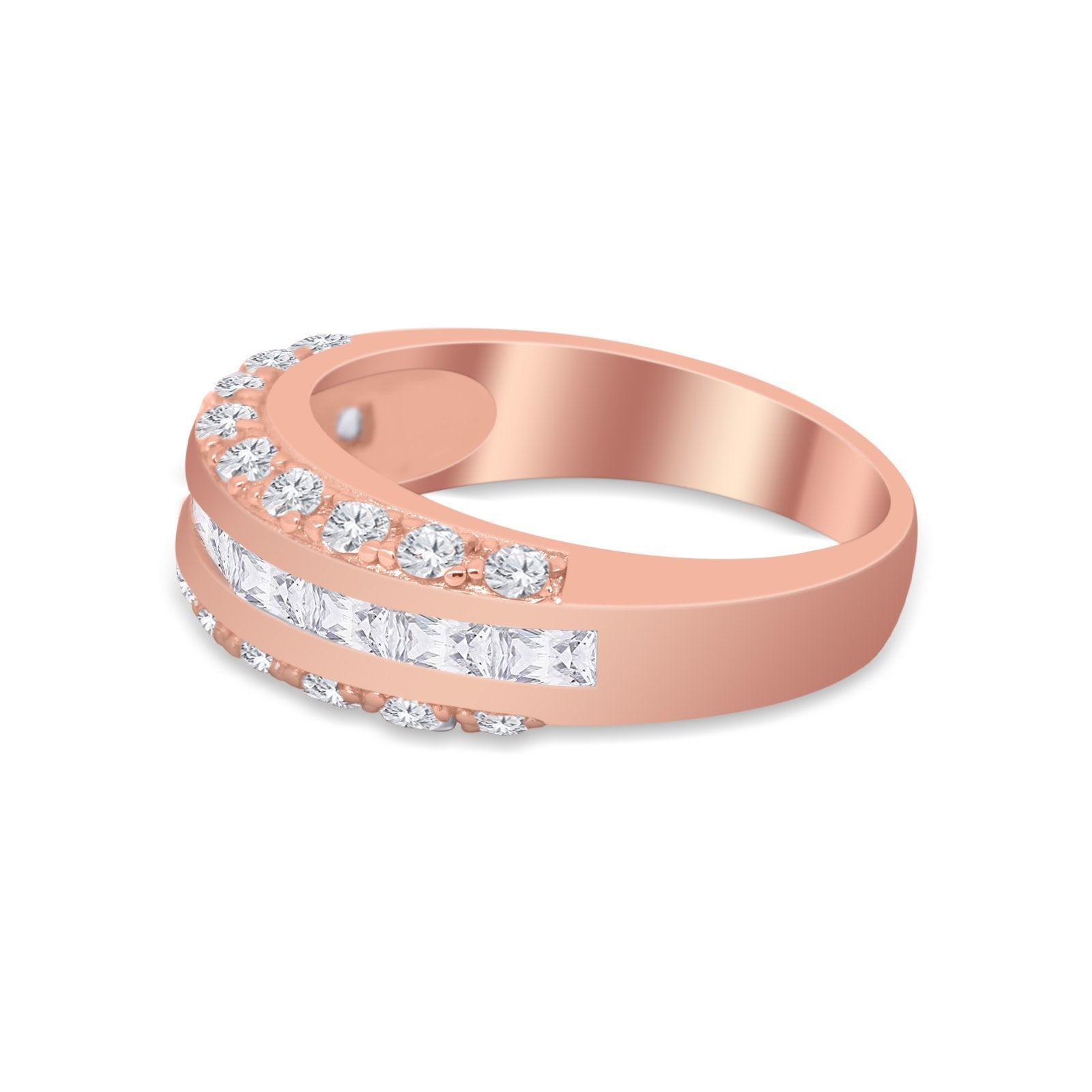 Half Eternity Wedding Band Simulated Cubic Zirconia 925 Sterling Silver