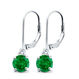Lever Back Earring Round Simulated Cubic Zirconia 925 Sterling Silver (2mm-10mm)