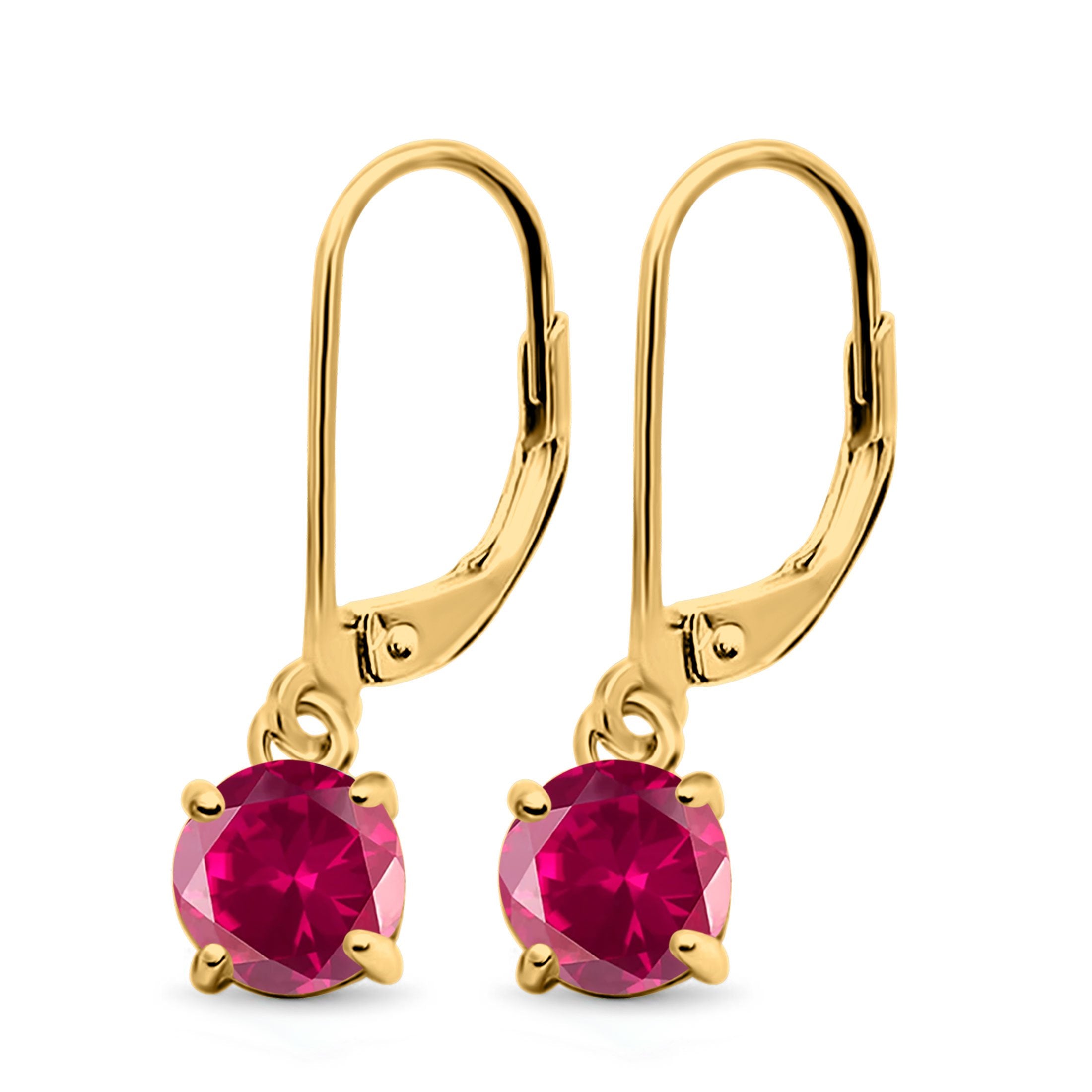 Lever Back Earring Round Simulated Cubic Zirconia 925 Sterling Silver (2mm-10mm)