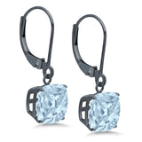 Cushion Cut Bridal Dangling Leverback Earrings Simulated Cubic Zirconia 925 Sterling Silver (3mm-10mm)