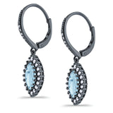 Halo Marquise Dangling Leverback Wedding Earrings Simulated Cubic Zirconia 925 Sterling Silver (31mm)