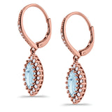 Halo Marquise Dangling Leverback Wedding Earrings Simulated Cubic Zirconia 925 Sterling Silver (31mm)