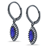 Halo Marquise Dangling Leverback Wedding Earrings Simulated Cubic Zirconia 925 Sterling Silver (31mm)