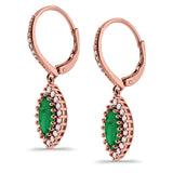 Halo Marquise Dangling Leverback Wedding Earrings Simulated Cubic Zirconia 925 Sterling Silver (31mm)