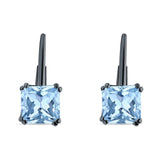 Cushion Leverback Earrings Cubic Zirconia 925 Sterling Silver