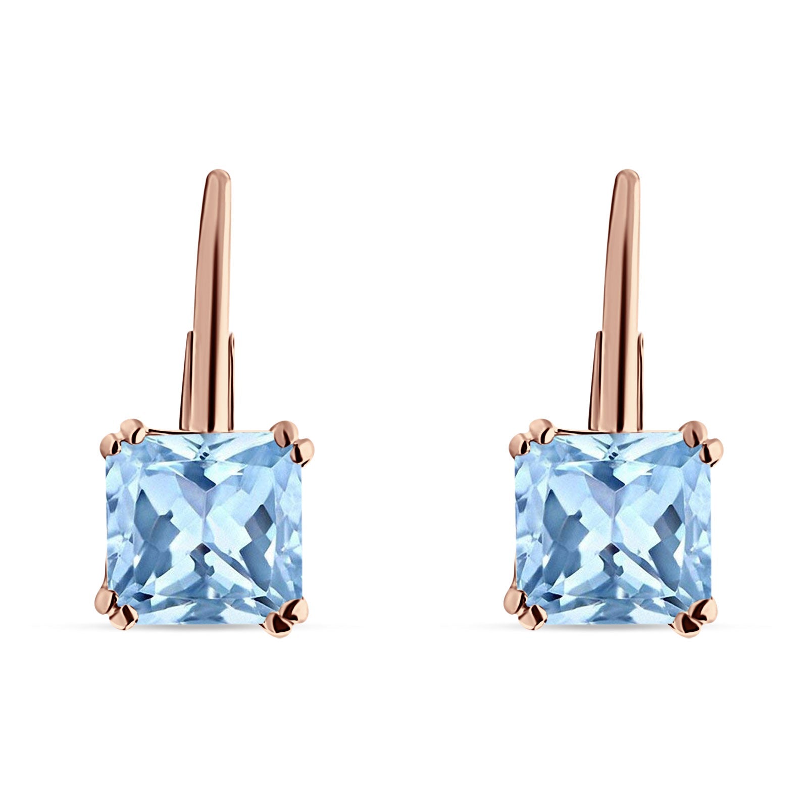 Cushion Leverback Earrings Cubic Zirconia 925 Sterling Silver