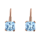 Cushion Leverback Earrings Cubic Zirconia 925 Sterling Silver