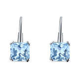Cushion Leverback Earrings Cubic Zirconia 925 Sterling Silver