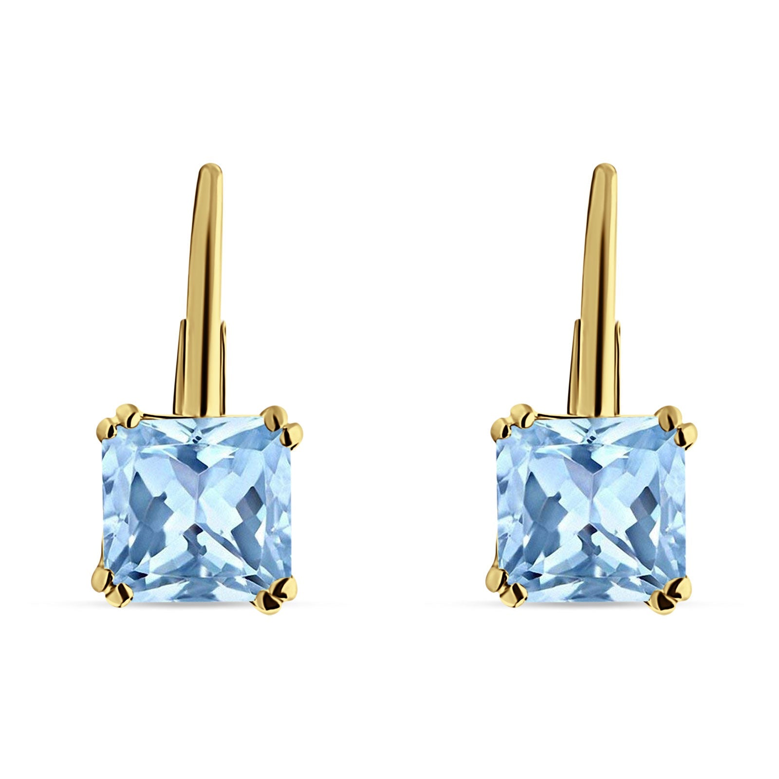 Cushion Leverback Earrings Cubic Zirconia 925 Sterling Silver