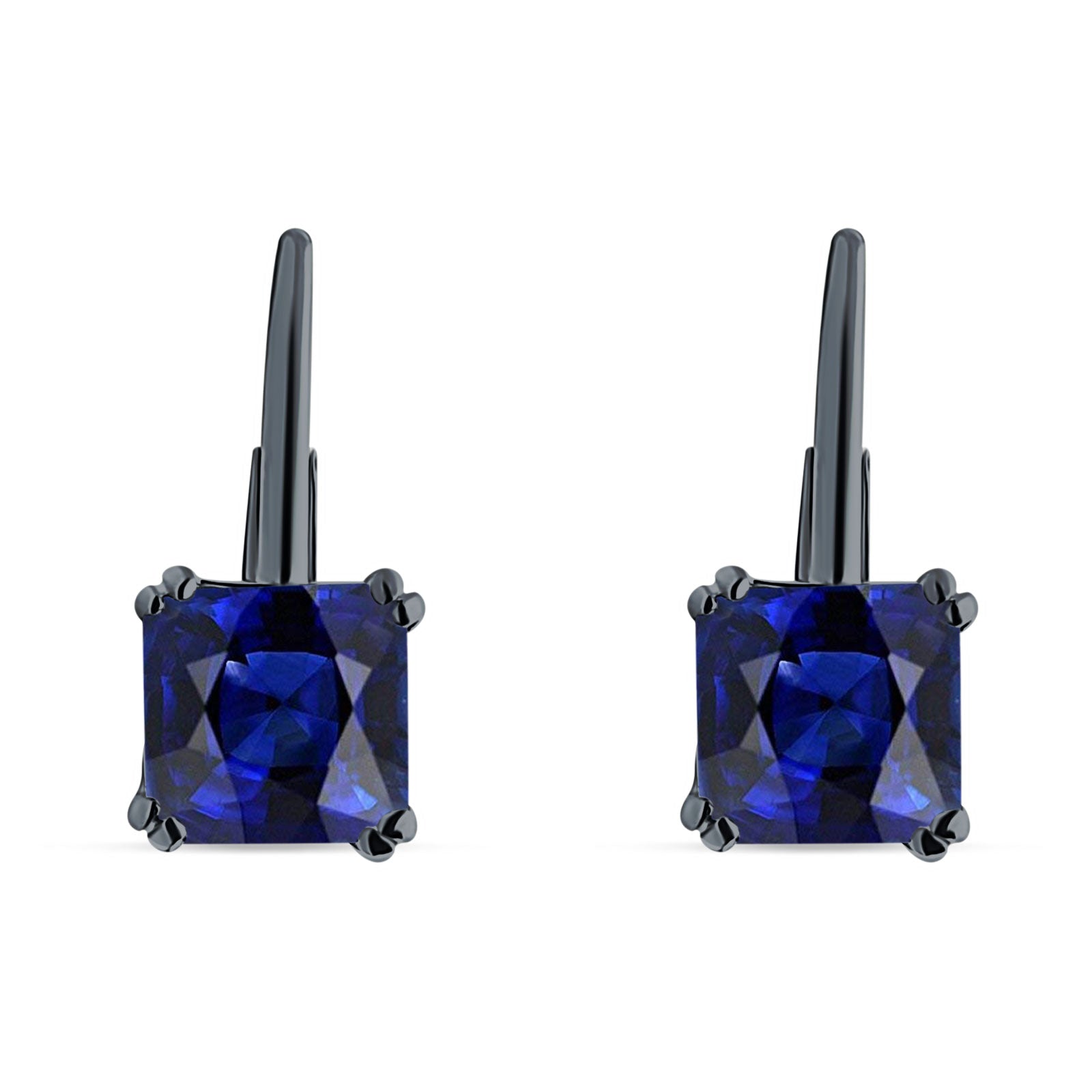 Cushion Leverback Earrings Cubic Zirconia 925 Sterling Silver