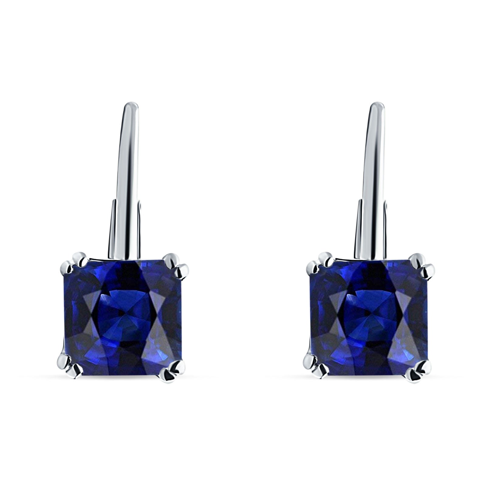 Cushion Leverback Earrings Cubic Zirconia 925 Sterling Silver
