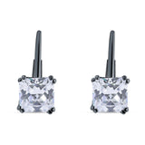 Cushion Leverback Earrings Cubic Zirconia 925 Sterling Silver