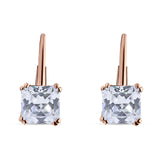 Cushion Leverback Earrings Cubic Zirconia 925 Sterling Silver