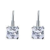 Cushion Leverback Earrings Cubic Zirconia 925 Sterling Silver