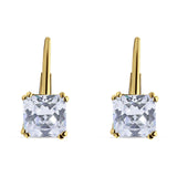 Cushion Leverback Earrings Cubic Zirconia 925 Sterling Silver