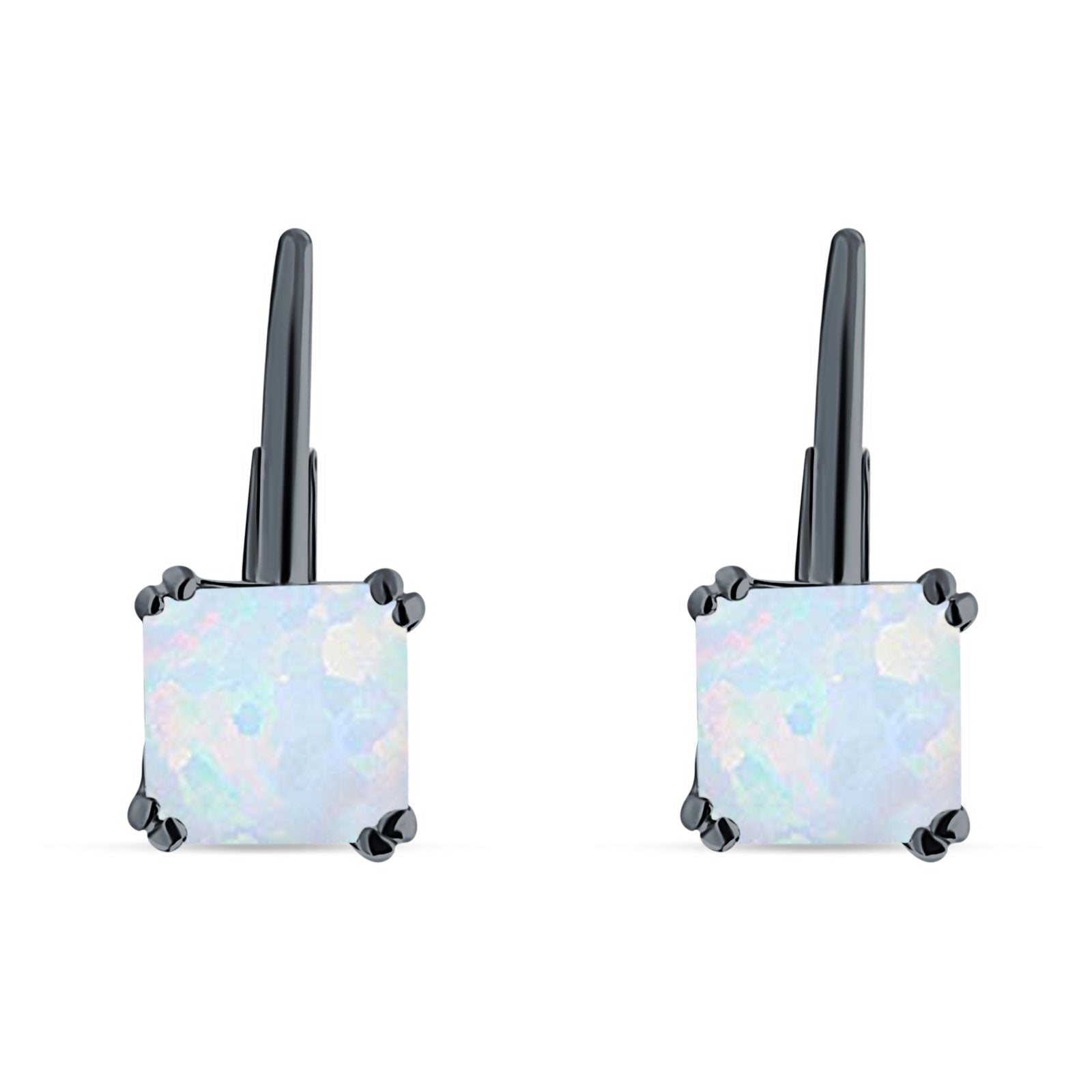 Cushion Leverback Earrings Cubic Zirconia 925 Sterling Silver