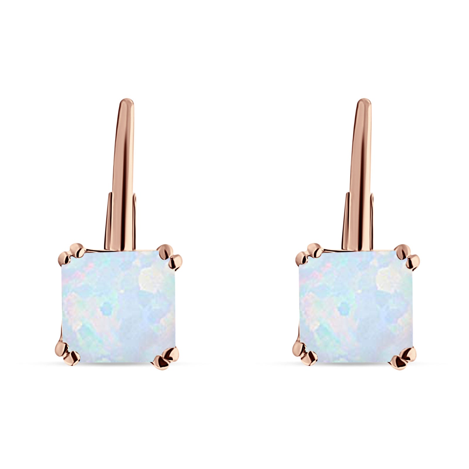 Cushion Leverback Earrings Cubic Zirconia 925 Sterling Silver