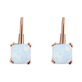 Cushion Leverback Earrings Cubic Zirconia 925 Sterling Silver